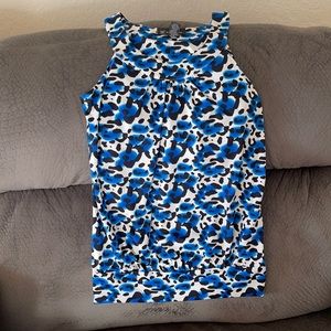 Blue and black cheetah print blouse